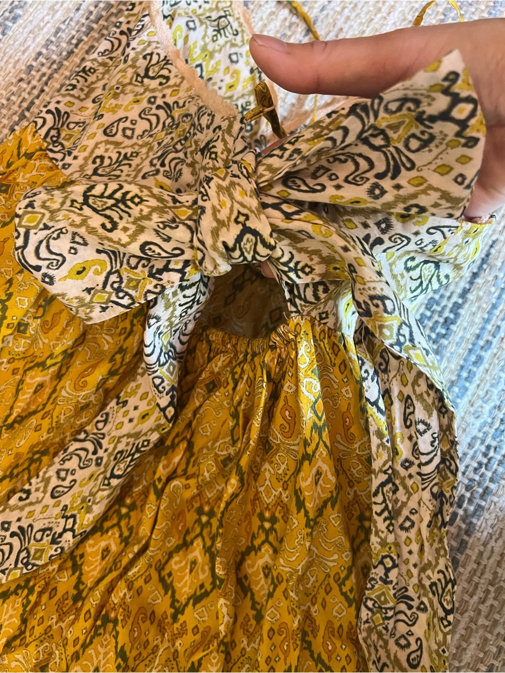 miami Yellow Tiered Patterned Spaghetti-Strap Sundress - Picture 15 of 16
